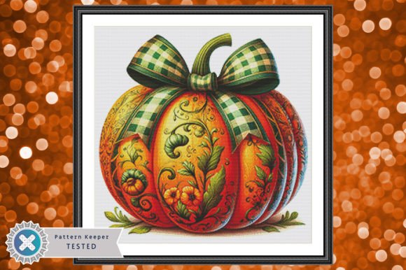 Toile Pumpkin Cross Stitch Pattern